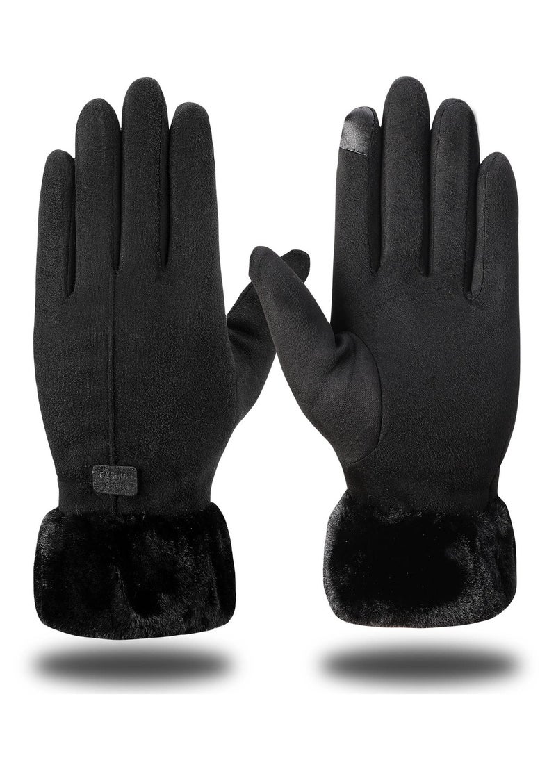 KASTWAVE Winter Gloves for Women, Warm Touchscreen Glove Windproof Elastic Texting Gloves Women(Black)  - Image 1