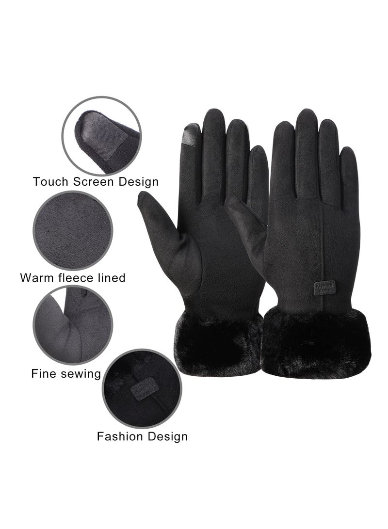 KASTWAVE Winter Gloves for Women, Warm Touchscreen Glove Windproof Elastic Texting Gloves Women(Black)  - Image 2