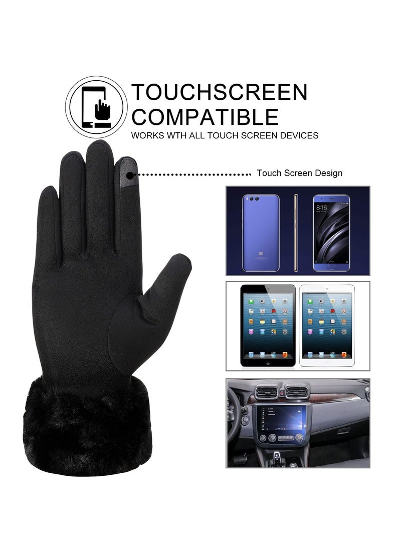 KASTWAVE Winter Gloves for Women, Warm Touchscreen Glove Windproof Elastic Texting Gloves Women(Black)  - Image 3