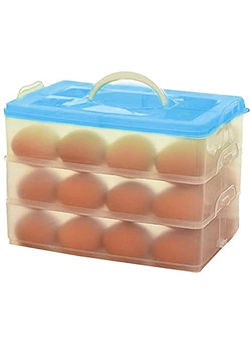 PICKVILL PICKVILL 36 Grid Plastic Egg Tray Box Holder Basket Stand Organizer Tray Holder Box with lid for Fridge Kitchen Home egg basket for fridge egg storage basket for fridge EGG BOX 36 GRID  - Image 1