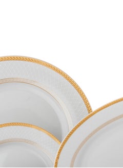 Dania 70-Piece Porcelain Dining Set White Color With Golden Font Enough For 6 People  - Image 4