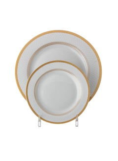 Dania 70-Piece Porcelain Dining Set White Color With Golden Font Enough For 6 People  - Image 2