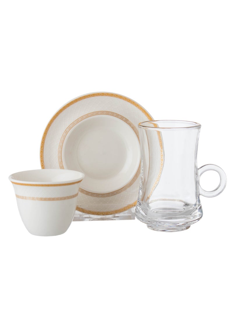 Dania 70-Piece Porcelain Dining Set White Color With Golden Font Enough For 6 People  - Image 5