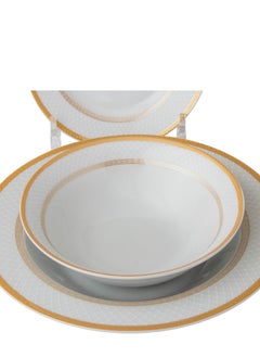 Dania 70-Piece Porcelain Dining Set White Color With Golden Font Enough For 6 People  - Image 3