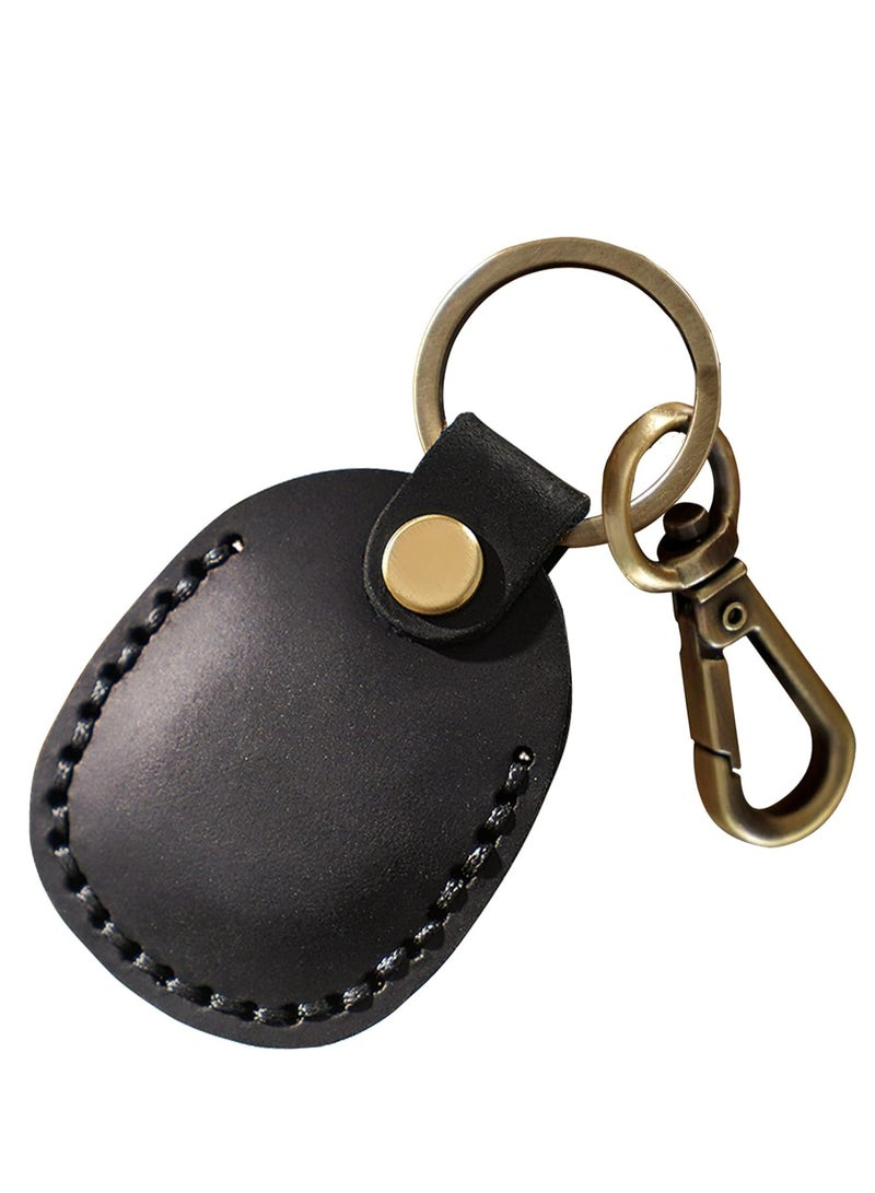 Leather Airtag Holder, Air Tag Keychain with Key Rings Full Coverage Air Tags Hidden Case Cover