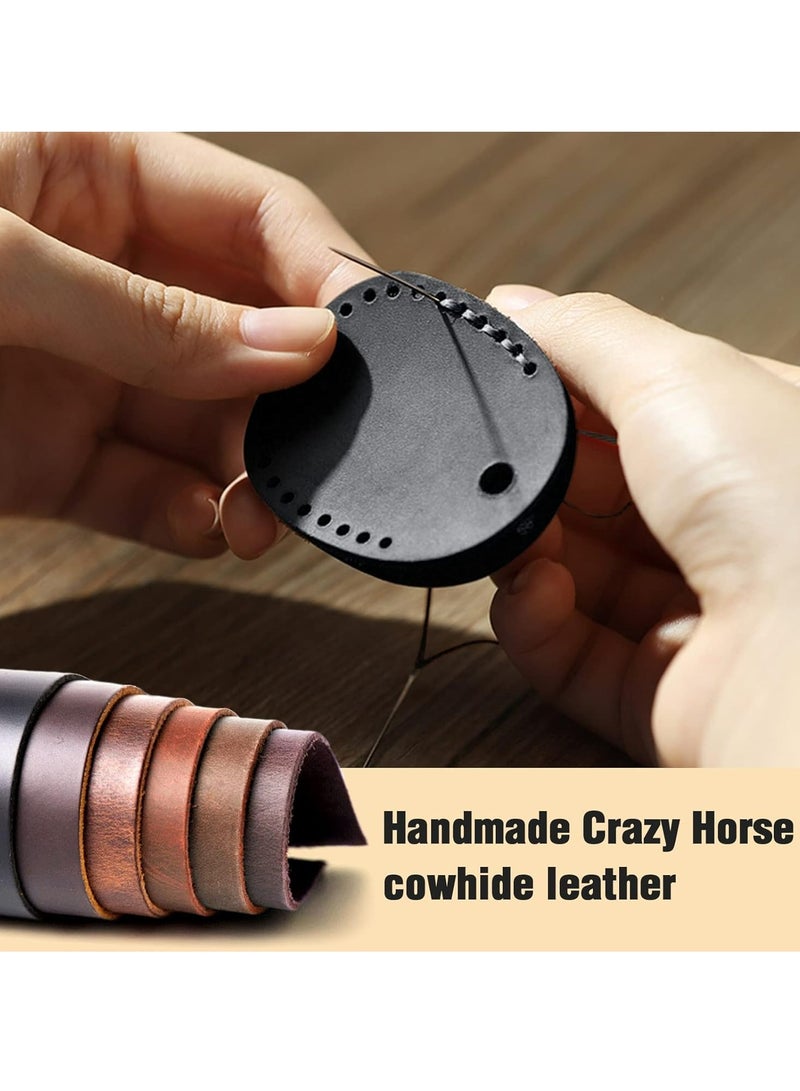 Leather Airtag Holder, Air Tag Keychain with Key Rings Full Coverage Air Tags Hidden Case Cover