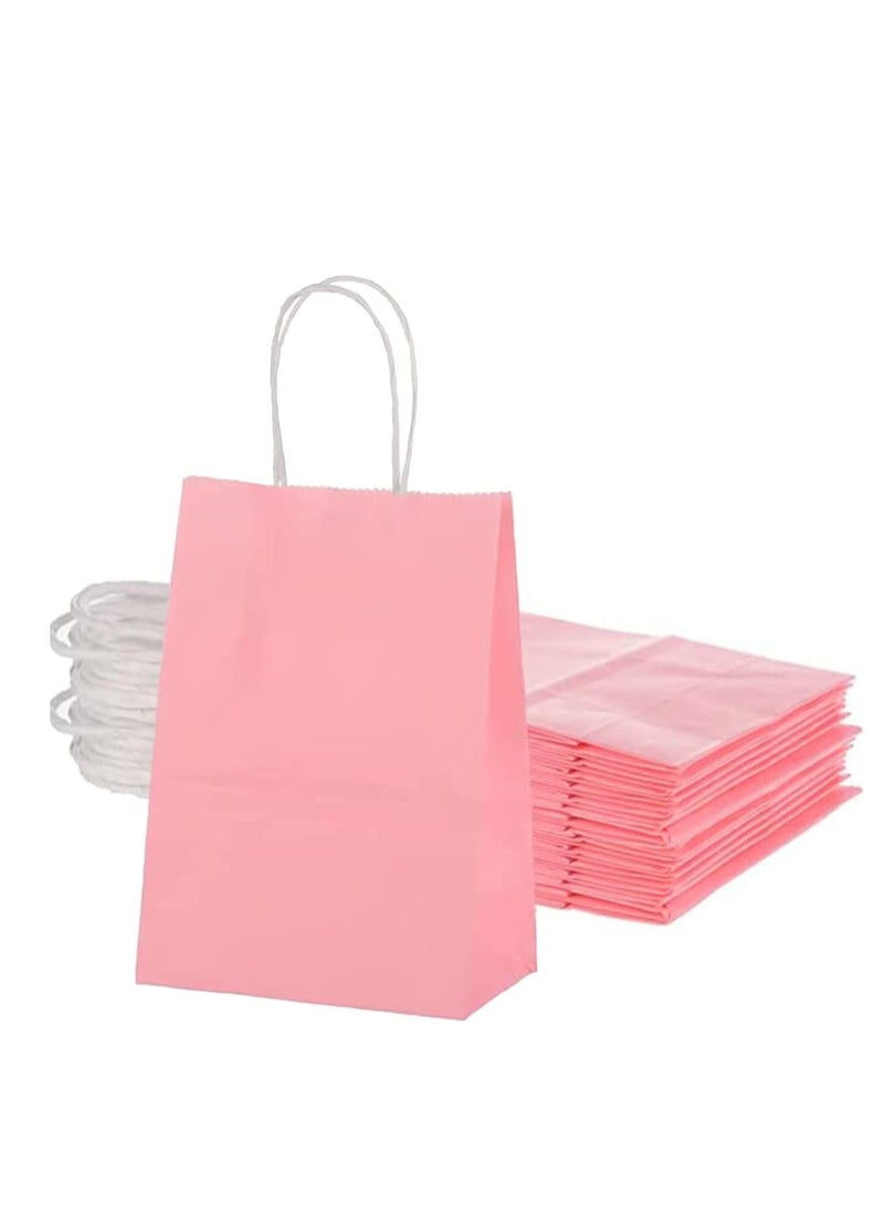 ECVV أكياس هدايا ECVV مجموعة 24 قطعة أكياس ورقية صديقة للبيئة مع مقابض أكياس ورقية بالجملة أكياس تسوق أكياس كرافت أكياس بيع بالتجزئة أكياس حفلات (وردي، 27 * 22 * 11 سم) - Image 1