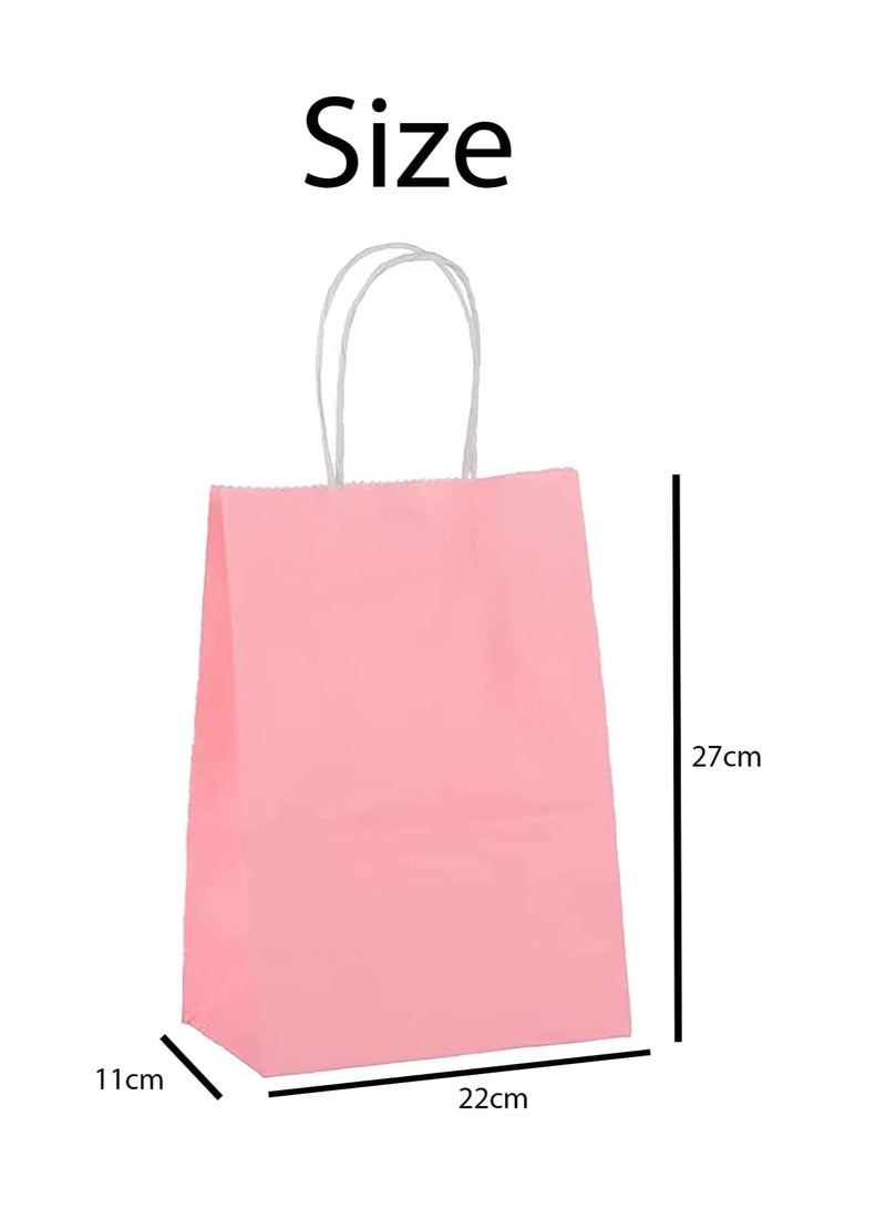 ECVV أكياس هدايا ECVV مجموعة 24 قطعة أكياس ورقية صديقة للبيئة مع مقابض أكياس ورقية بالجملة أكياس تسوق أكياس كرافت أكياس بيع بالتجزئة أكياس حفلات (وردي، 27 * 22 * 11 سم) - Image 2