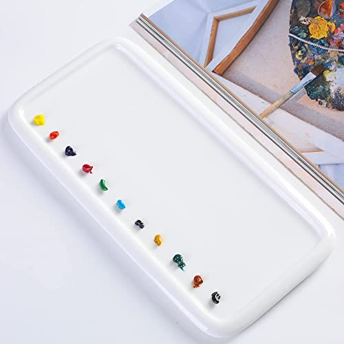 VUFVOID Porcelain Watercolor Palette, Ceramic Artist Paint Palette, Watercolor Mixing Tray for Watercolor Gouache Acrylic Oil Painting（10 * 4.7'' Rectangle 2Pcs） - Image 4
