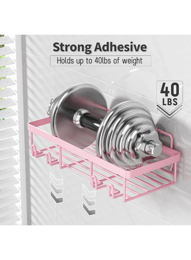 5 Pack Pink Metal Adhesive Shower Caddy Organizer Set, Wall Mount Bathroom Storage Shelves - Image 4
