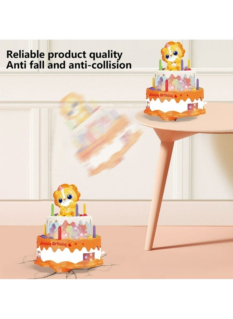 لعبة كيكة الأسد الكهربائية – كيكة دوّارة بموسيقى وأضواء، مع شموع قابلة للفك وعجلات دوّارة - Image 2