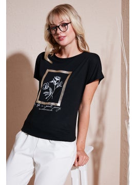 Lela Printed Crew Neck Regular Fit T Shirt Women's T Shirt 6671006  - Image 1