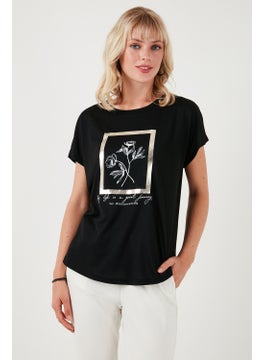 Lela Printed Crew Neck Regular Fit T Shirt Women's T Shirt 6671006  - Image 2