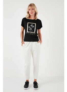 Lela Printed Crew Neck Regular Fit T Shirt Women's T Shirt 6671006  - Image 4