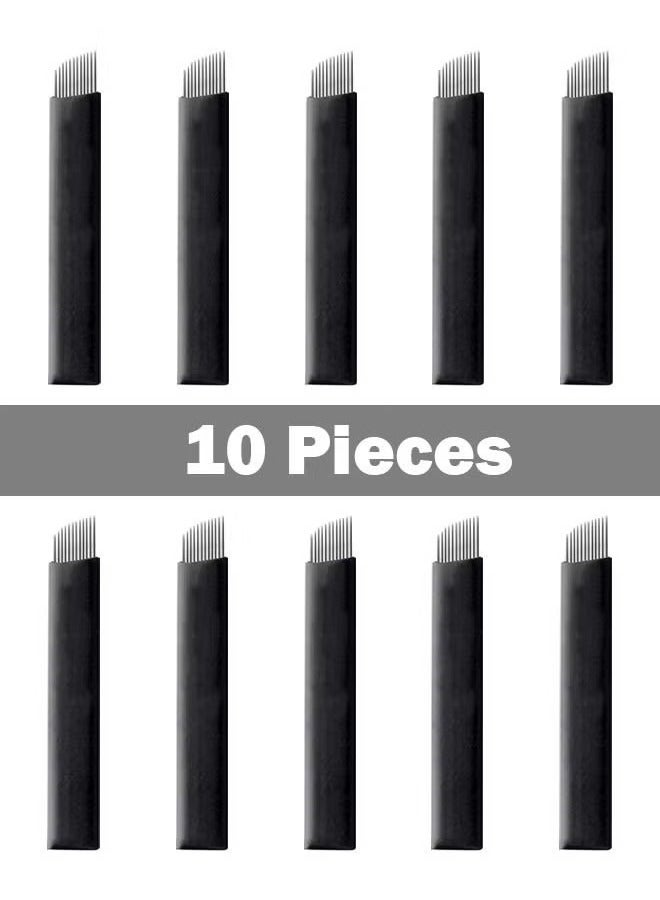 10 Pieces Disposable 0.18mm Microblading Blade Fine Needles Permanent Makeup Curve Brow Manual Eyebrow Embroidery Tattoo Microblade Needles - 12 Pins Shape - Image 5