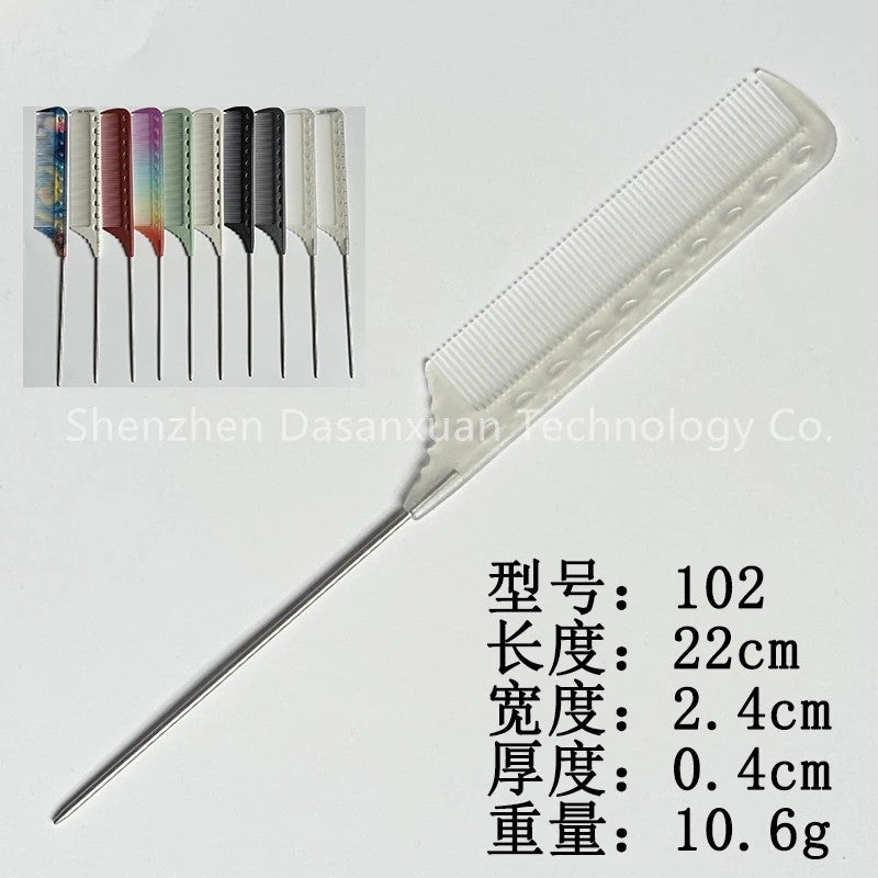 Y&D Hair Styling Comb Set: Heat Resistant Anti-Static Rat Tail Comb with Metal Pin for Hairdressing, Cutting & Parting - Professional Hairbrushes Included (1pc 101/102 Variety) - Image 1