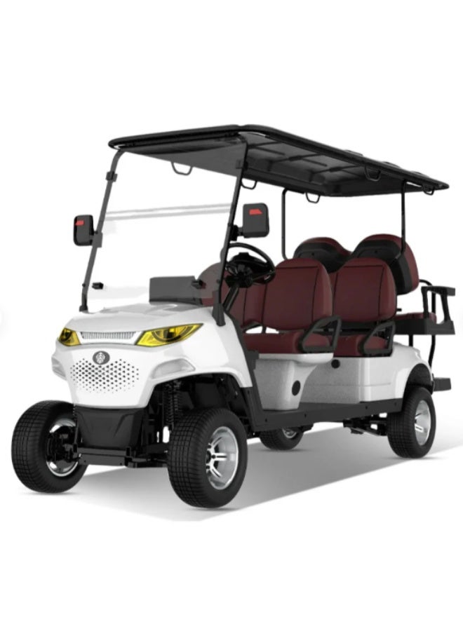 سنكارت عربة غولف كهربائية SUNCART ذات 6 مقاعد MXV4+2 مع لوحة عدادات بشاشة تعمل باللمس ومقعد جلدي عالي الجودة وفواصل هيدروليكية ذات 4 عجلات لعربة الجولف - Image 1