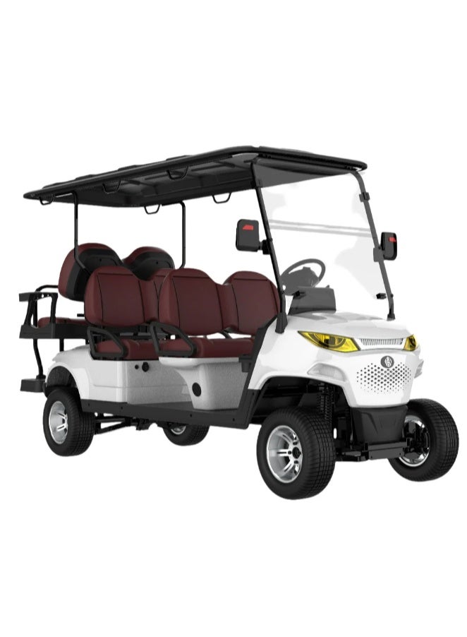 سنكارت عربة غولف كهربائية SUNCART ذات 6 مقاعد MXV4+2 مع لوحة عدادات بشاشة تعمل باللمس ومقعد جلدي عالي الجودة وفواصل هيدروليكية ذات 4 عجلات لعربة الجولف - Image 2