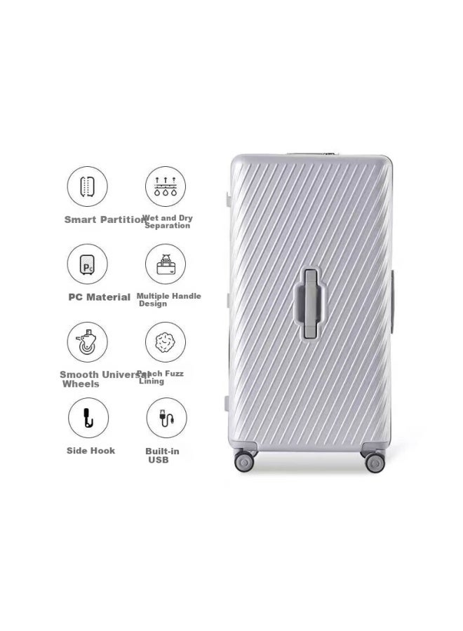 Diplomat Large Capacity Trolley Luggage Travel Suitcase Lock Tc-2619 Moonlight Silver 20 Inch - Image 1