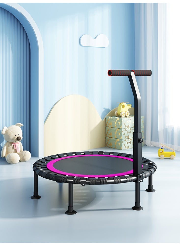 Foldable Rebounder Trampoline, Silent Mini Fitness Trampoline for home workout with Adjustable Handle Bar, Quiet Exercise Trampoline for Personal Indoor Workout