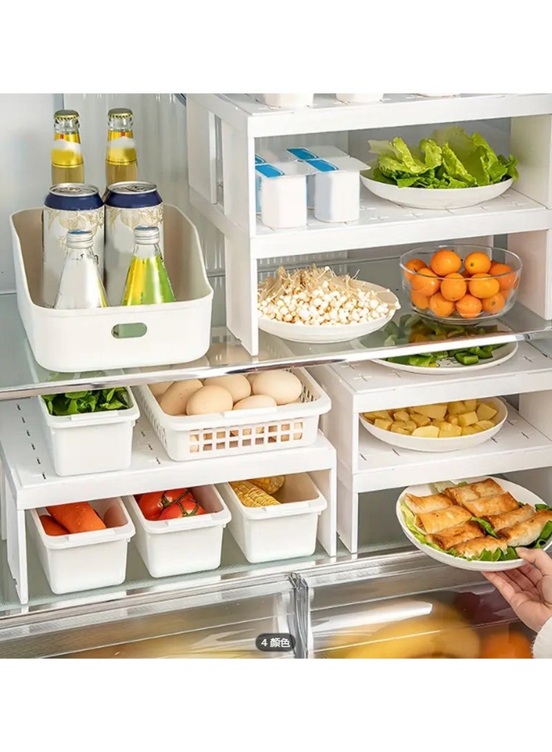 Alissa Cabinet Organizer Shelf, Set of 2 Kitchen Counter Shelves, Stackable Fridge Organizer Shelf Plastic Bathroom Storage Rack Seasoning Bottle Organizer Makeup Cosmetics Holder for Home Kitchen Office Space-saving - Image 4