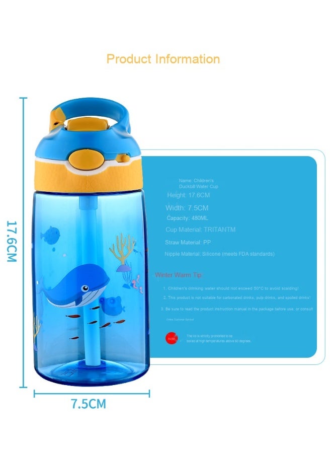 Tritan Kindergarten Kids Tritan Plastic Water Cup - Cartoon Duckbill Straw Cup - Image 4