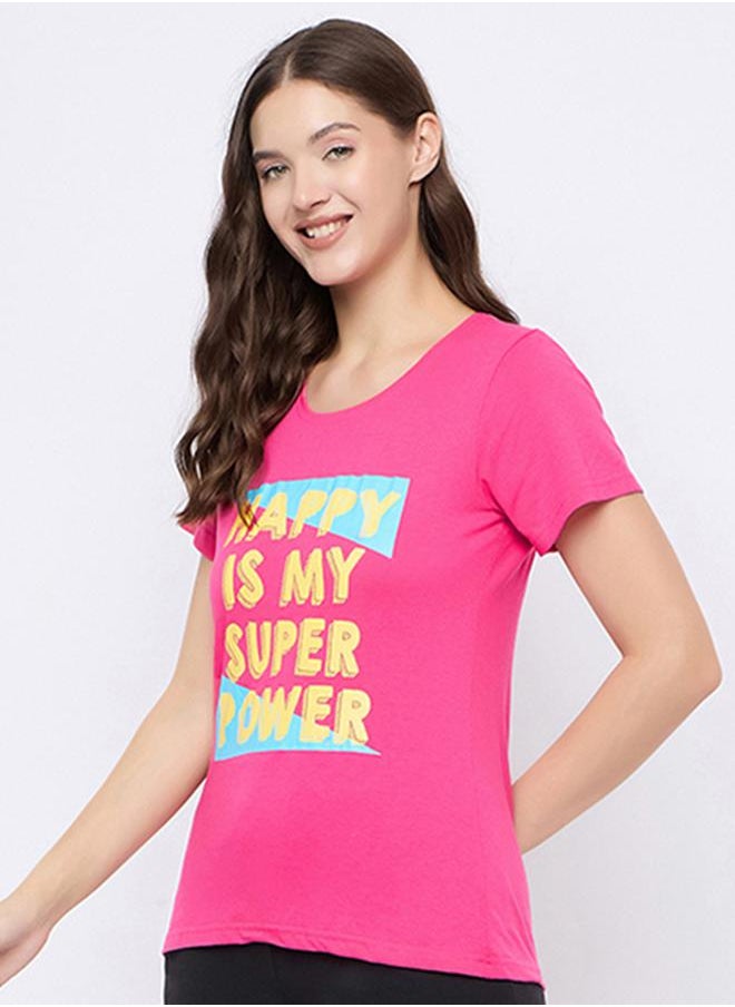 Clovia Regular Fit Cotton Text Print T-Shirt by Styli  - Image 3