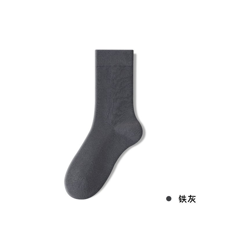 Mens Mid-calf Socks Pure Cotton Unisex Anti-odor Antibacterial Business Socks Wholesale Non-slip High Quality Elastic Ice Silk Iron Gray  - Image 1
