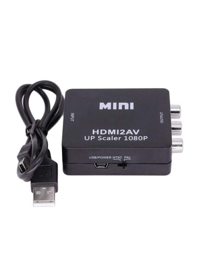 Mini HDMI to RCA Audio Video AV CVBS Adapter Converter For HDTV Black - Image 1