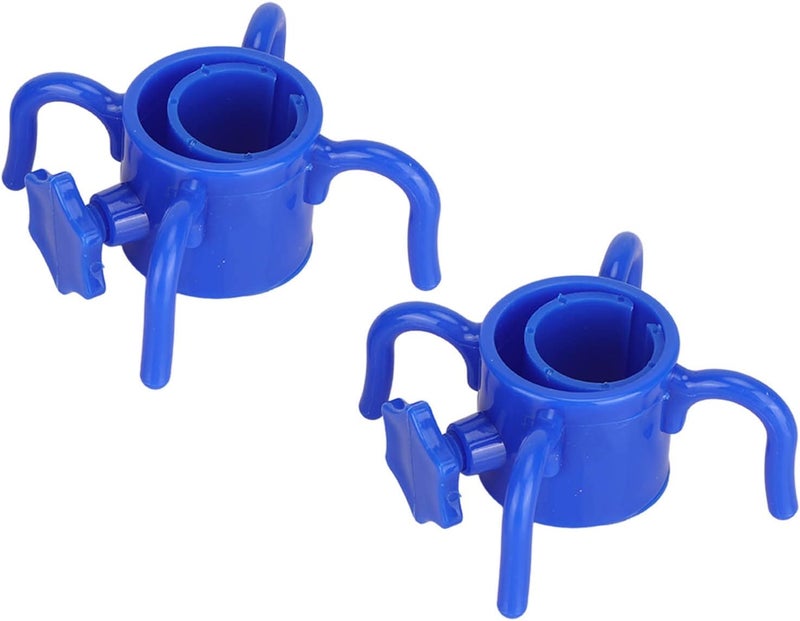 GLOGLOW 2Pcs Universal Beach Umbrella Hook, 4 Claw Plastic Hanger for Towels Hats Sunglasses, with Threaded Fastening System for Umbrella Poles 25 32mm (Blue) - Image 3