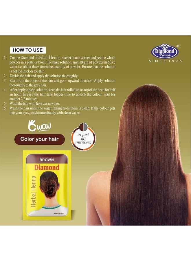 Diamond - Herbal Henna Brown Hair Color 60G (6 X 10G) Ammonia Free ; Long Lasting ; Natural Looking ; Hair Color ; - Image 1