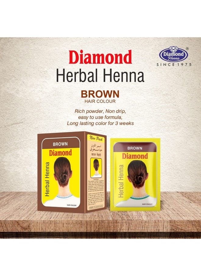 Diamond - Herbal Henna Brown Hair Color 60G (6 X 10G) Ammonia Free ; Long Lasting ; Natural Looking ; Hair Color ; - Image 1