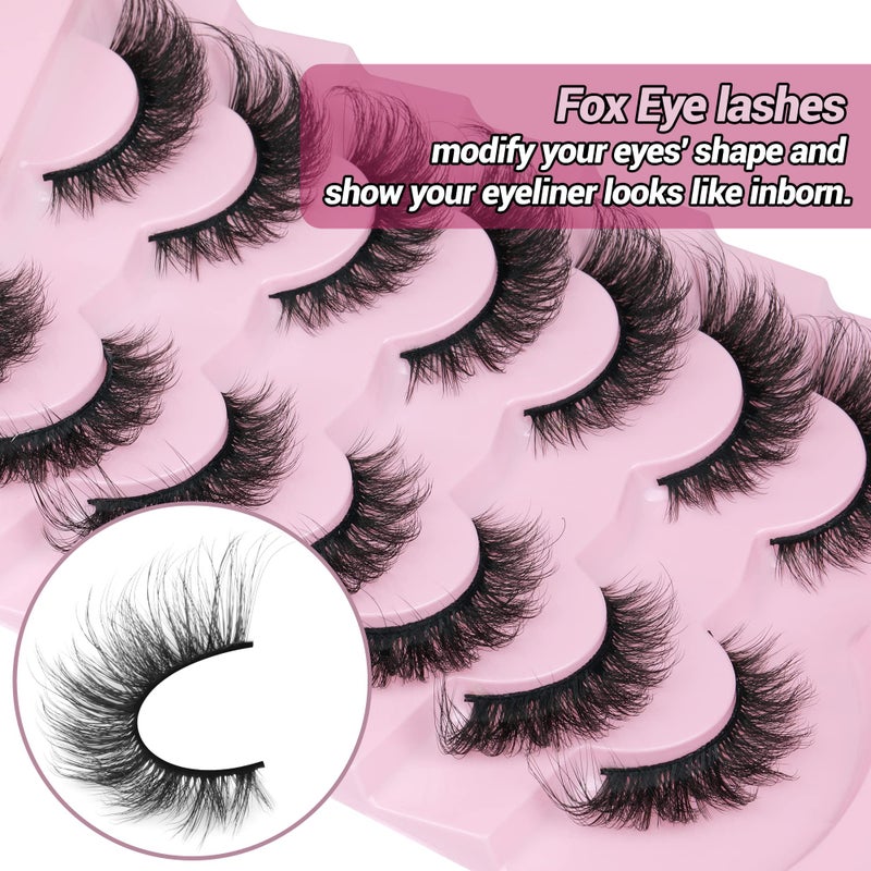 Winifred Russian Strip Lashes Cat Eye Lashes Extension Fox Eye Faux Mink Lash Natural Look 20MM Eyelashes D Curly Volume Wispy Lashes Pack 7 Pairs Fake Eyelash by Winifred - Image 5