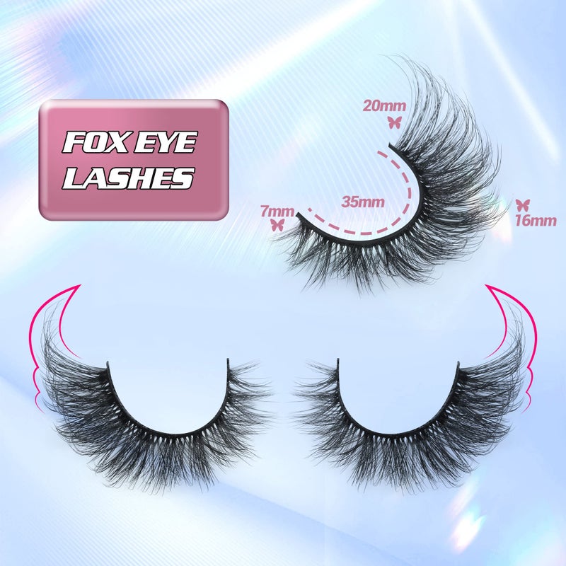 Winifred Russian Strip Lashes Cat Eye Lashes Extension Fox Eye Faux Mink Lash Natural Look 20MM Eyelashes D Curly Volume Wispy Lashes Pack 7 Pairs Fake Eyelash by Winifred - Image 3