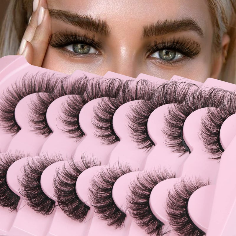 Winifred Russian Strip Lashes Cat Eye Lashes Extension Fox Eye Faux Mink Lash Natural Look 20MM Eyelashes D Curly Volume Wispy Lashes Pack 7 Pairs Fake Eyelash by Winifred - Image 2