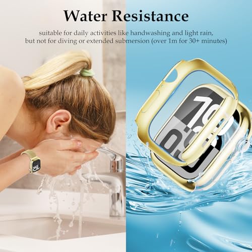 Vigamen Waterproof Magnetic Band and Case Compatible with Apple Watch Band 44mm for Women Men,Adjustable Stainless Steel Milanese Loop Replacement Strap for iWatch Series 6 5 4 SE SE 3,Gold - Image 3