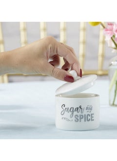Kate Aspen Kate Aspen Ceramic Sugar Container/Bowl, Spice and Everything Nice, White with Silver Foil, one size  - Image 3