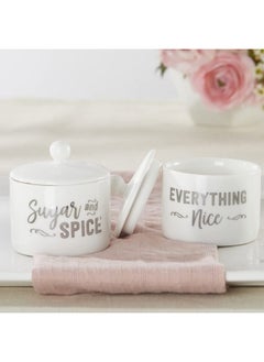 Kate Aspen Kate Aspen Ceramic Sugar Container/Bowl, Spice and Everything Nice, White with Silver Foil, one size  - Image 4