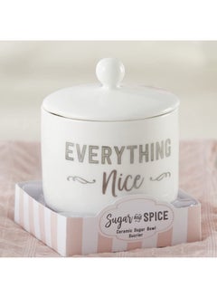 Kate Aspen Kate Aspen Ceramic Sugar Container/Bowl, Spice and Everything Nice, White with Silver Foil, one size  - Image 2