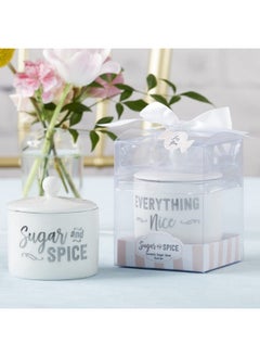 Kate Aspen Kate Aspen Ceramic Sugar Container/Bowl, Spice and Everything Nice, White with Silver Foil, one size  - Image 1