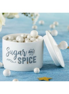 Kate Aspen Kate Aspen Ceramic Sugar Container/Bowl, Spice and Everything Nice, White with Silver Foil, one size  - Image 5