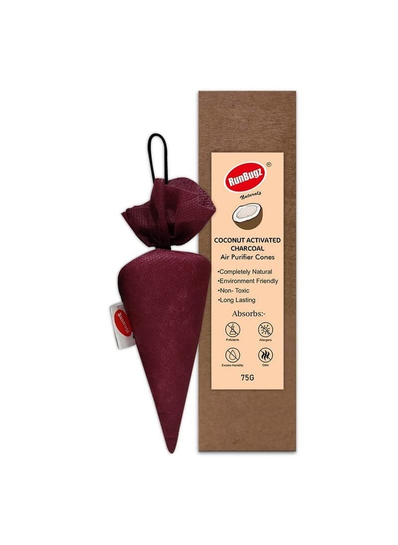 RUNBUGZ RunBugz Activated Carbon Air Purifier Cone to remove Odor and Moisture from Car Bathroom and Kitchen 75 Grams Coconut Activated Charcoal Classic Maroon Pack of 3  - Image 2