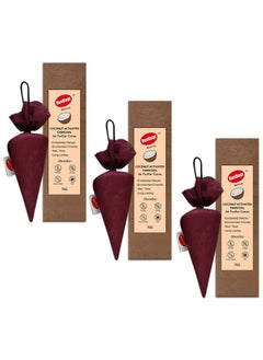 RUNBUGZ RunBugz Activated Carbon Air Purifier Cone to remove Odor and Moisture from Car Bathroom and Kitchen 75 Grams Coconut Activated Charcoal Classic Maroon Pack of 3  - Image 1
