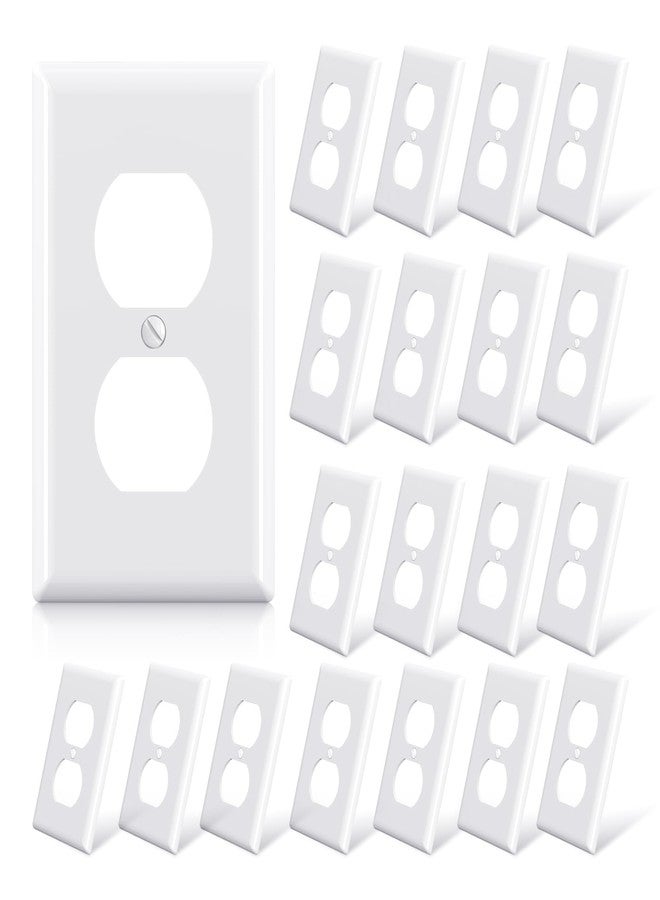 ELEGRP Duplex Receptacle Outlet Covers, 1-Gang Standard Size Wall Plates, Unbreakable Polycarbonate Dual Outlet Faceplates Covers, UL Listed, Color-matched Screws Included (20 Pack, Glossy White) - Image 1