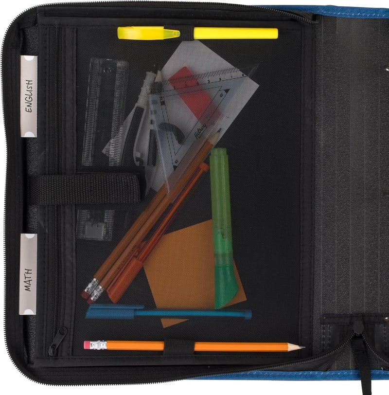 Five Star Zipper Binder, 1-1/2 Inch 3-Ring Binder with Round Rings, 3-Pocket Expanding File, 500 Sheet Capacity, Blue (72202) - Image 3