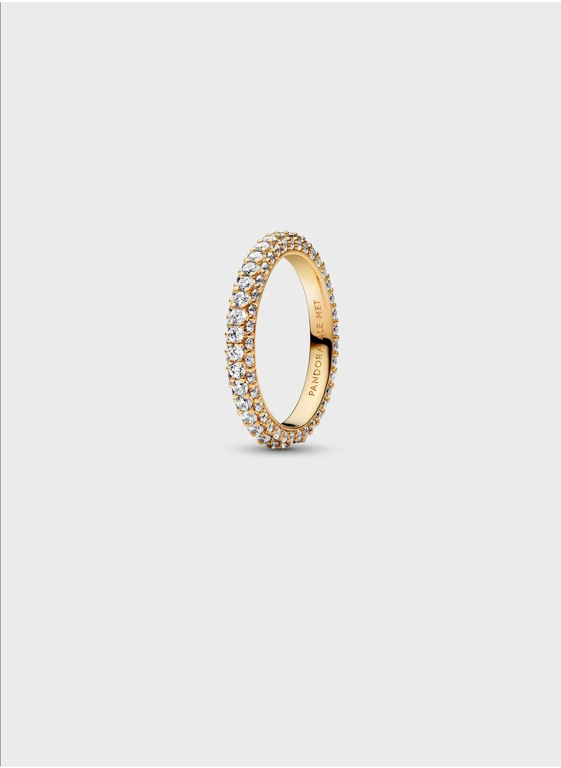 PANDORA 14K Gold-Plated Ring With Clear Cubic Zirconia