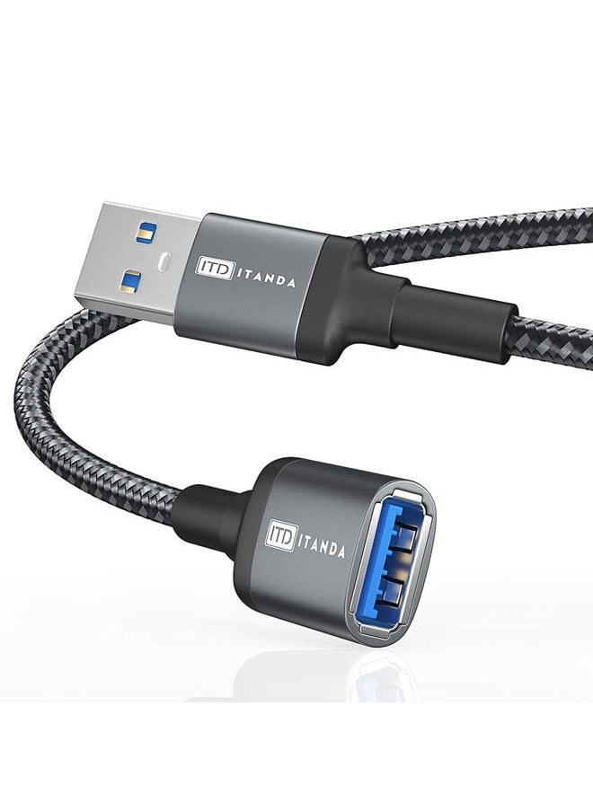 ITD ITANDA 1.5FT USB Extension Cable USB 3.0 Extension Cord Type A Male to Female 5Gbps Data Transfer for Keyboard, Mouse, PlayStation, Xbox, Flash Drive, Printer, Camera and More, Grey  - Image 1