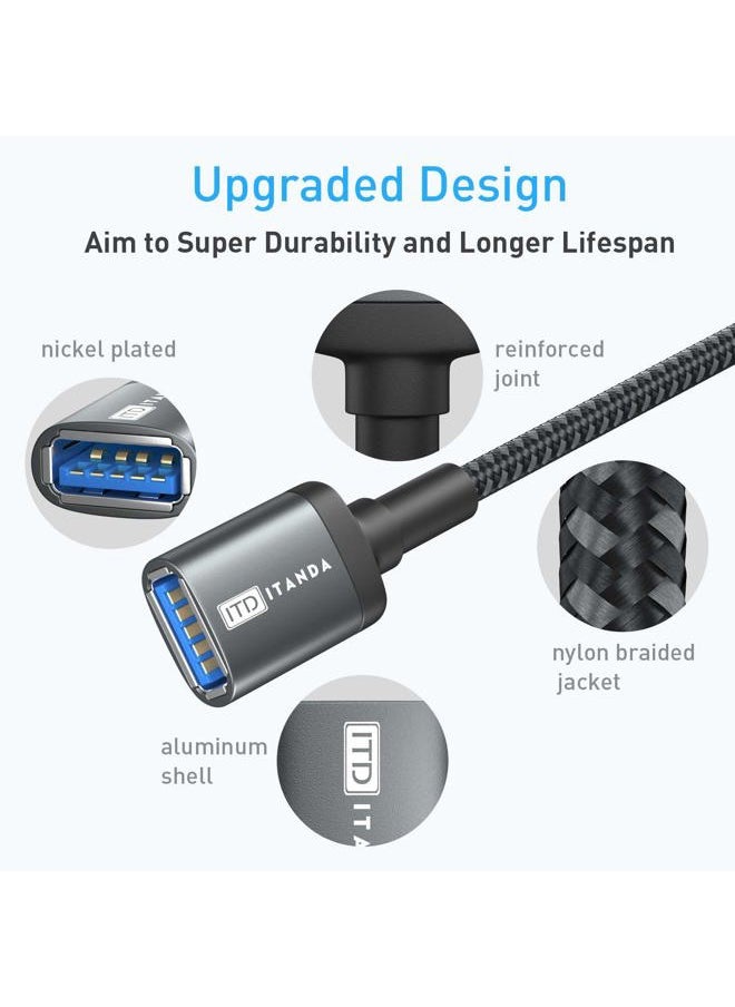 ITD ITANDA 1.5FT USB Extension Cable USB 3.0 Extension Cord Type A Male to Female 5Gbps Data Transfer for Keyboard, Mouse, PlayStation, Xbox, Flash Drive, Printer, Camera and More, Grey  - Image 3