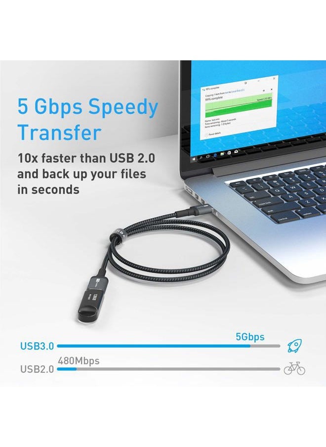 ITD ITANDA 1.5FT USB Extension Cable USB 3.0 Extension Cord Type A Male to Female 5Gbps Data Transfer for Keyboard, Mouse, PlayStation, Xbox, Flash Drive, Printer, Camera and More, Grey  - Image 2