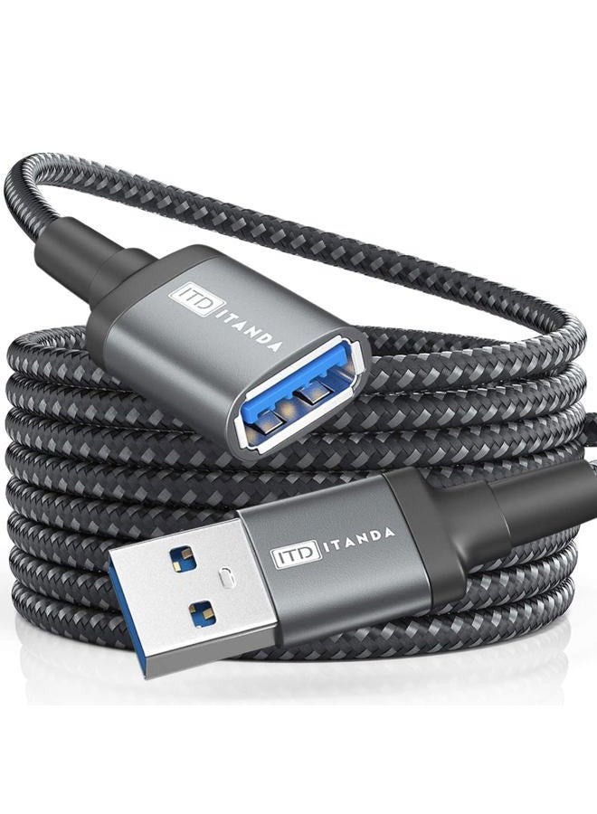 ITD ITANDA USB Extension Cable 1.5FT USB 3.0 Extension Cord Type A Male to Female 5Gbps Data Transfer for Keyboard, Mouse, Playstation, Xbox, Flash Drive, Printer, Camera and More (1.5FT, Grey) - Image 1